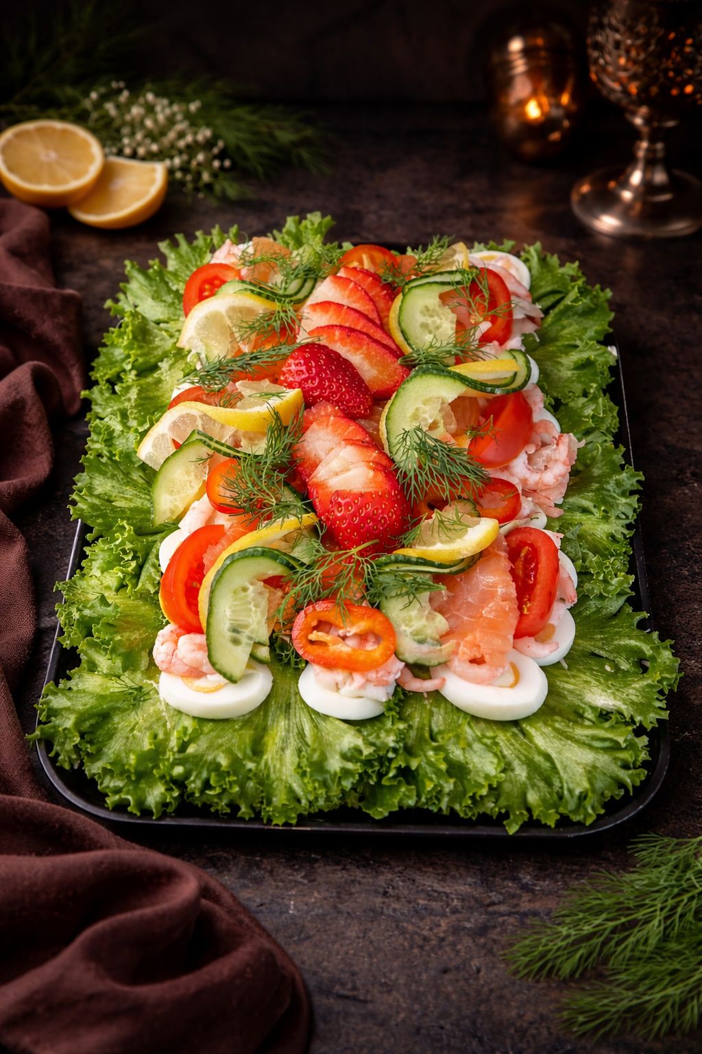 Klassisk smörgåstårta med räkor och grönsaker